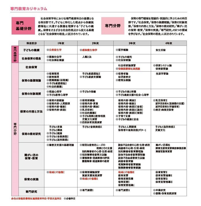 社会保育学科カリキュラム